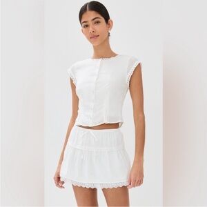 Reformation Valetta  Two Piece Matching Skirt Set in White | size 6
